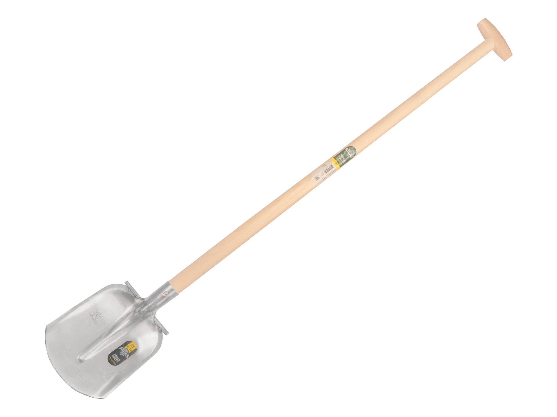 [735475] Digging shovel ATLAS DIAMANT 1/4 000 hardened, polished, round treads, with gooseneck shovel handle 110 cm double bent