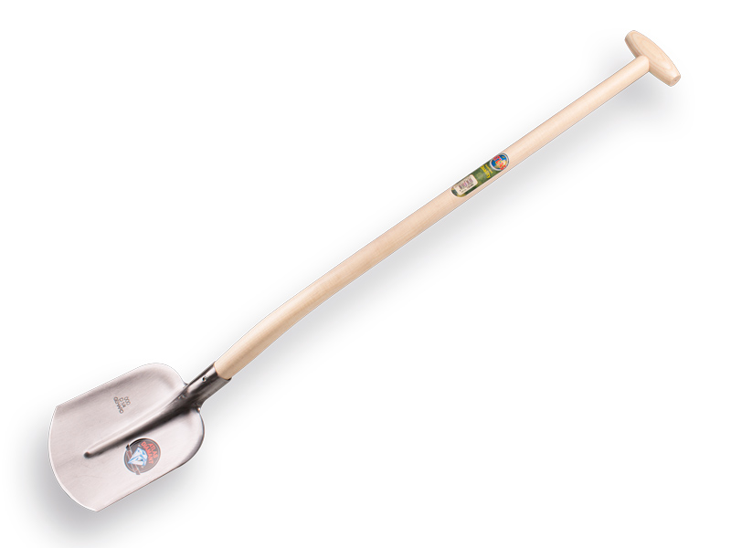 [735480] Digging shovel ATLAS DIAMOND 1/4 000 hardened, blank polished, with gooseneck shovel handle 100 cm strongly bent