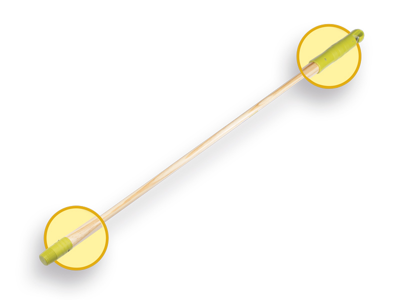 Broom handle 130 x 2.4 cm lacquered, with screw thread and hanging cap