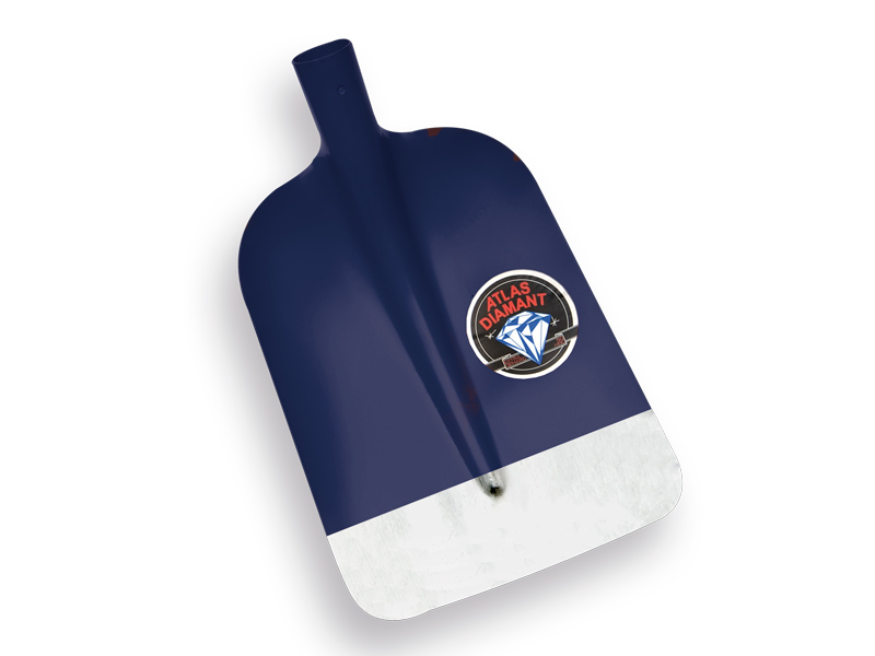 Concrete shovel ATLAS DIAMOND 1/2 0 blue, hardened and polished, rounded, without handle