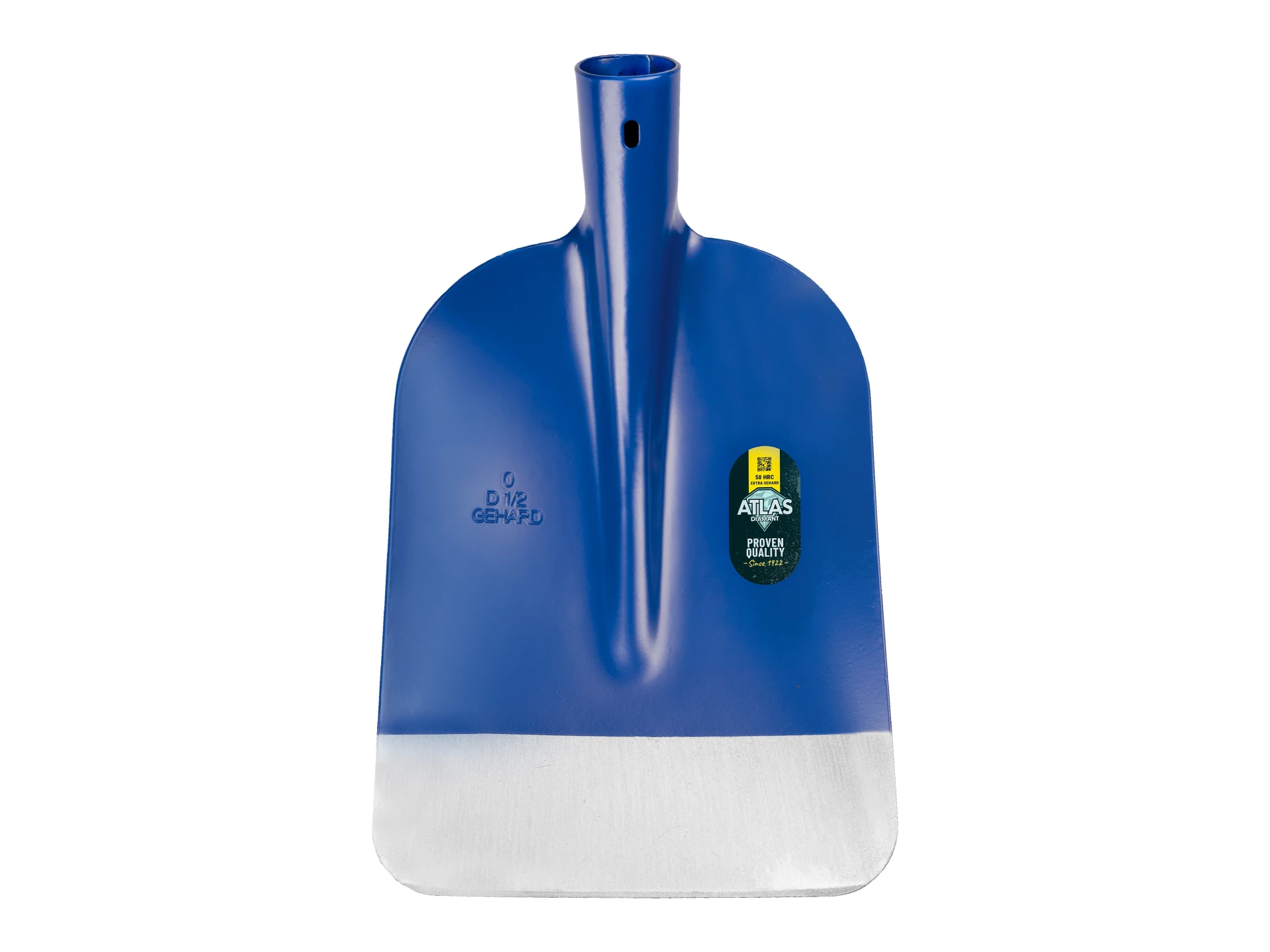 Concrete shovel ATLAS DIAMANT 1/2 0 blue, hardened and polished, rounded, without handle