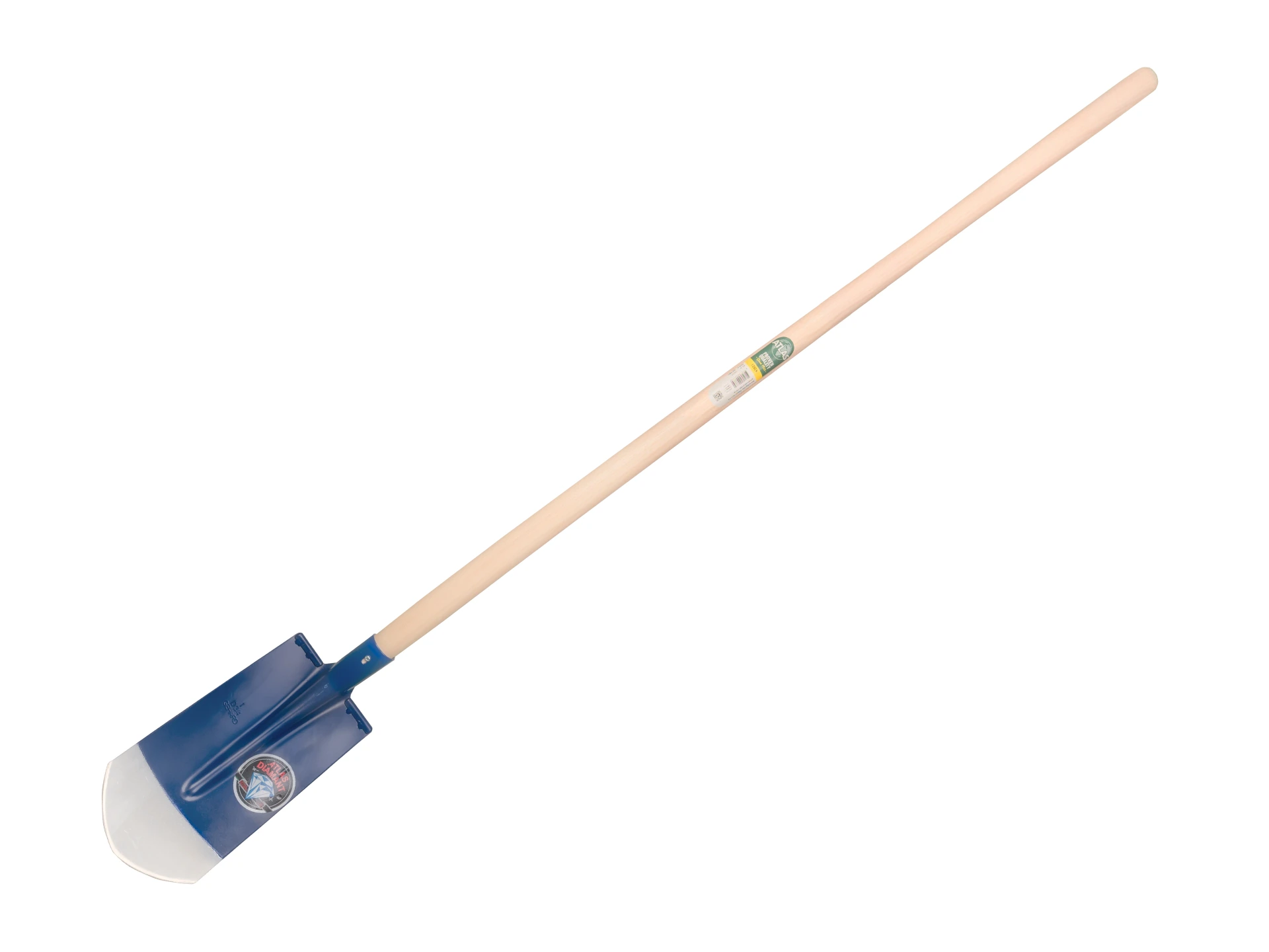 [755777] Kabelschaufel ATLAS DIAMANT 16 cm 3/4 blau, Unterseite spitz, runder Tritt, mit ATLAS Schaufelstiel 130 cm, FSC 100%