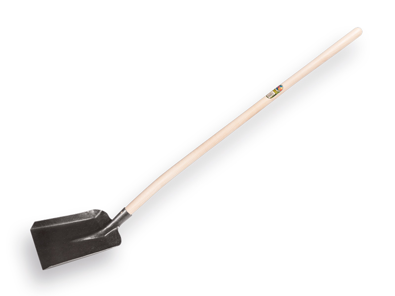 [780085] Stable shovel ATLAS no. 5 clear lacquered, 26 x 34 cm, with ATLAS shovel handle 130 cm bent