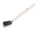 Stable shovel ATLAS no. 5 clear lacquered, 26 x 34 cm, with ATLAS shovel handle 130 cm bent