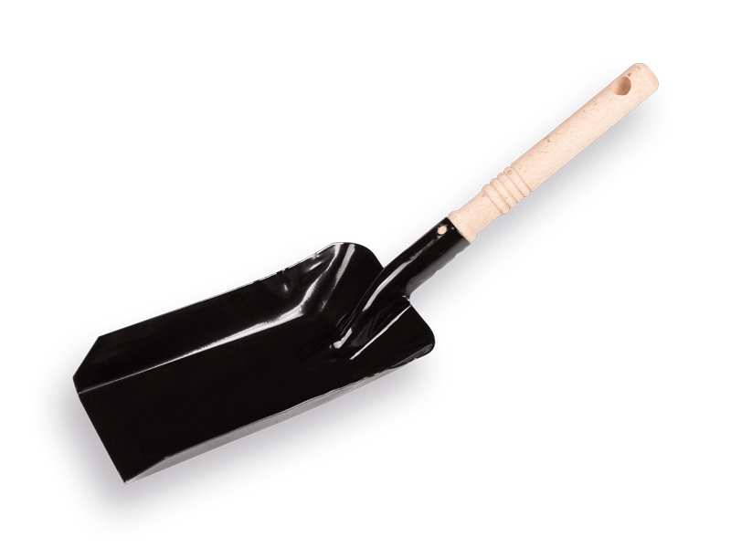 [780300] Petite pelle à charbon noire avec manche en bois de frêne