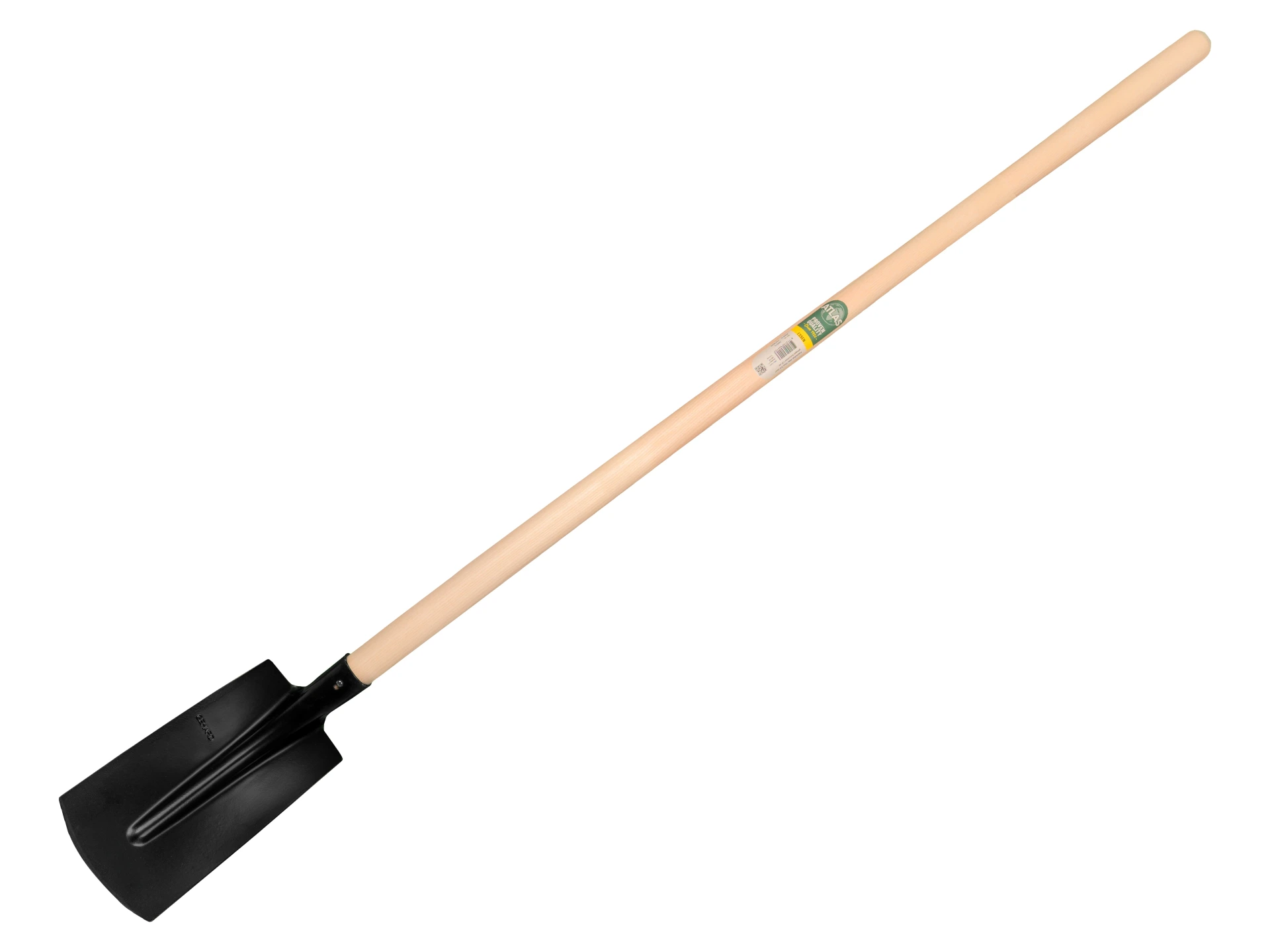 [780519] Kabelschaufel ATLAS 16 cm 3/4 schwarz, Unterkante gerade, extra gehärtet, mit ATLAS Schaufelstiel 130 cm, FSC 100%