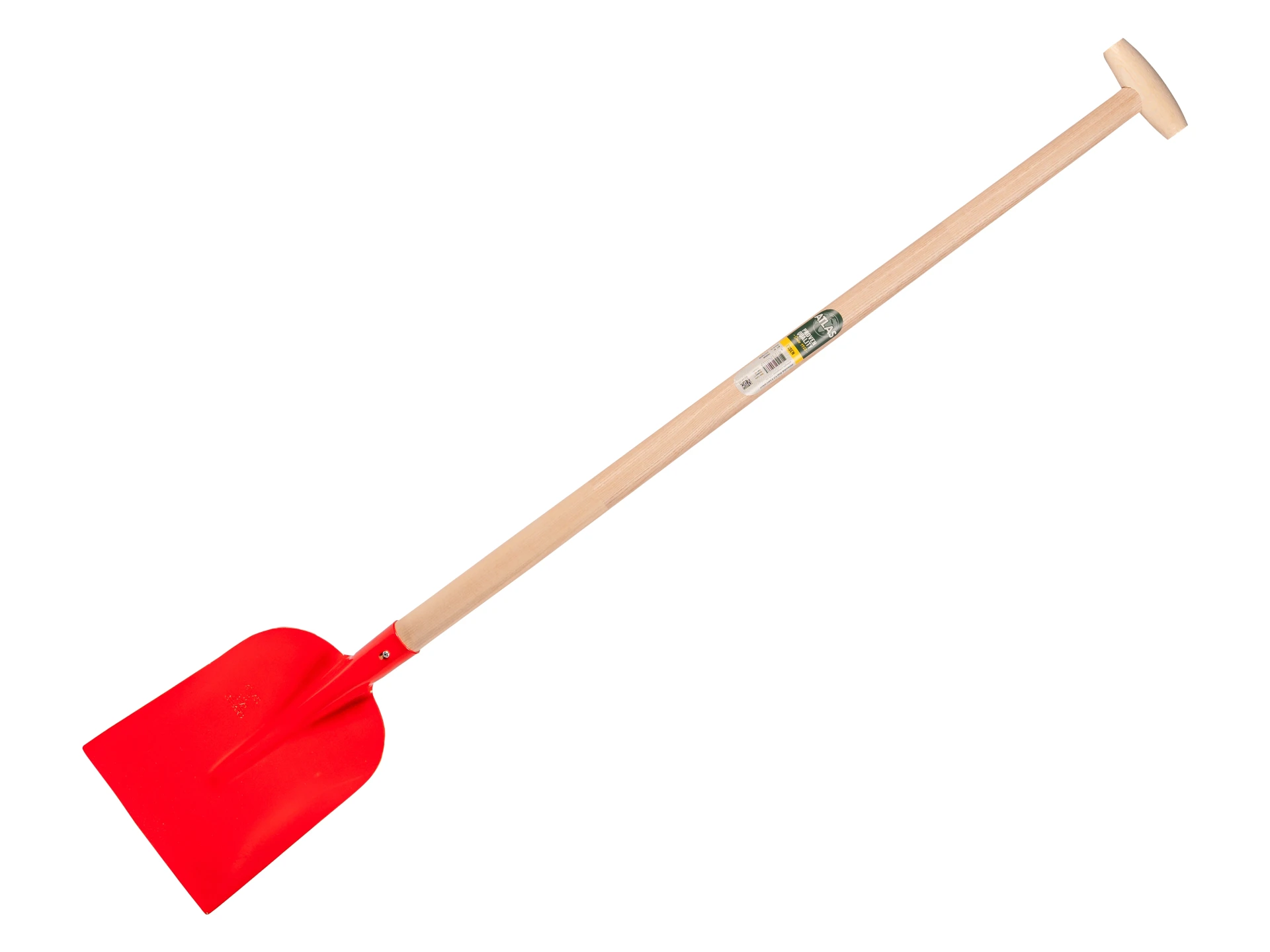 Concrete shovel ATLAS 1/2 0 red, extra hardened, with ATLAS shovel handle 110 cm bent, FSC 100%