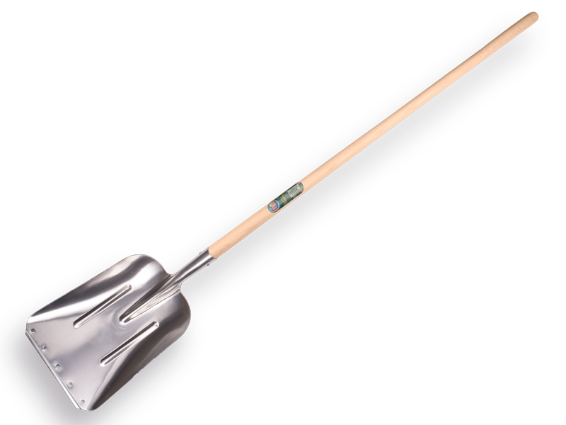 [790140] Grain shovel ATLAS Swedish model, aluminium with wear strip, 33 x 43 cm, with ATLAS handle 130 cm, FSC 100%