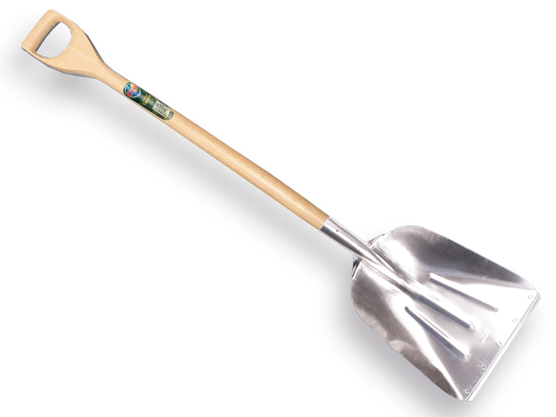 Grain shovel OFFNER aluminium with wear strip and ATLAS D-handle 95 cm bent