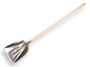 Pelle à grain ATLAS aluminium avec bande d’usure en bois de frêne manche 130 cm courbé, FSC 100%