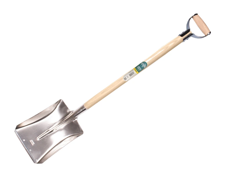 [797015] Pelle à ballast OFFNER aluminium avec bande d’usure, 27 x 35 cm, ATLAS manche à poignée en D métallique 95 cm courbé, FSC 100%