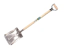 Ballast shovel OFFNER aluminium with wear strip, 27 x 35 cm, ATLAS metal D-handle 95 cm bent, FSC 100%