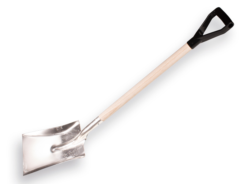 Ballastschaufel Aluminium Nr. 2 ohne Stahlkante, 26 x 32 cm, mit Kunststoff-D-Griff 102 cm (konisch)