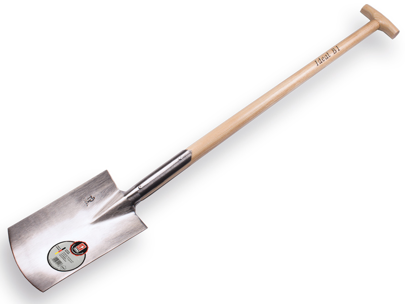 Bêche IDEAL B1 n°2 poli, avec manche de bêche en T en bois de frêne 85 cm, taille de lame 18 x 29 cm