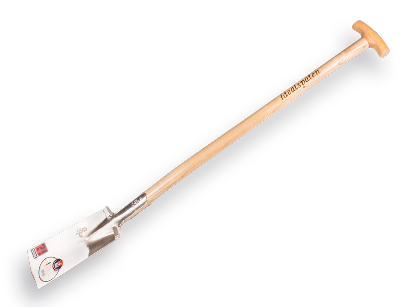 [810080] Drainagespaten - Kabelspaten IDEAL 1008, mit Tritt und Eschenholz T-Stiele 85 cm, Blattgröße 13 x 31 cm