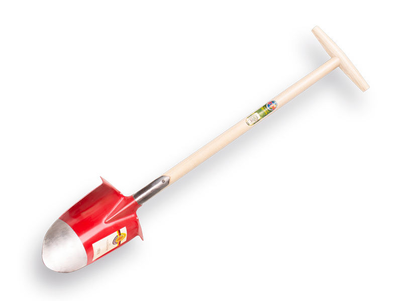 Rundspaten SHW rot, Oberseite 16,5 cm, mit ATLAS Stiel 80 cm und breitem Griff