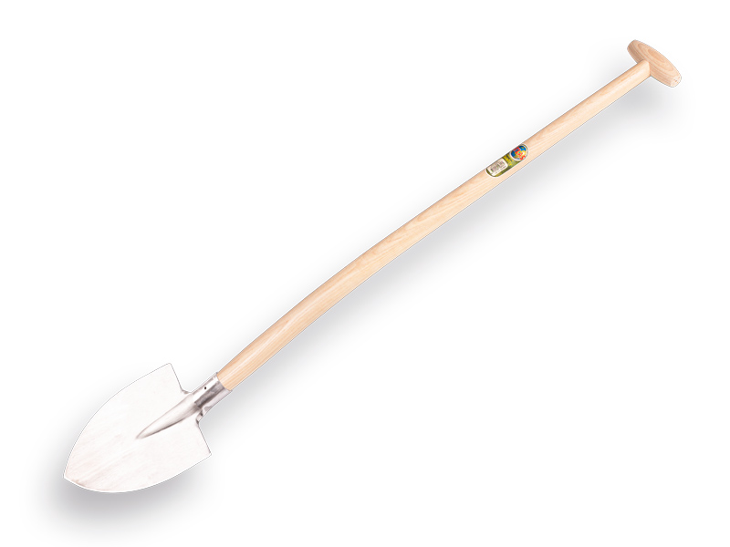 Barneveldse spade - Plagschop ATLAS DIAMANT gesmeed spits, met ATLAS schopsteel 100 cm gebogen