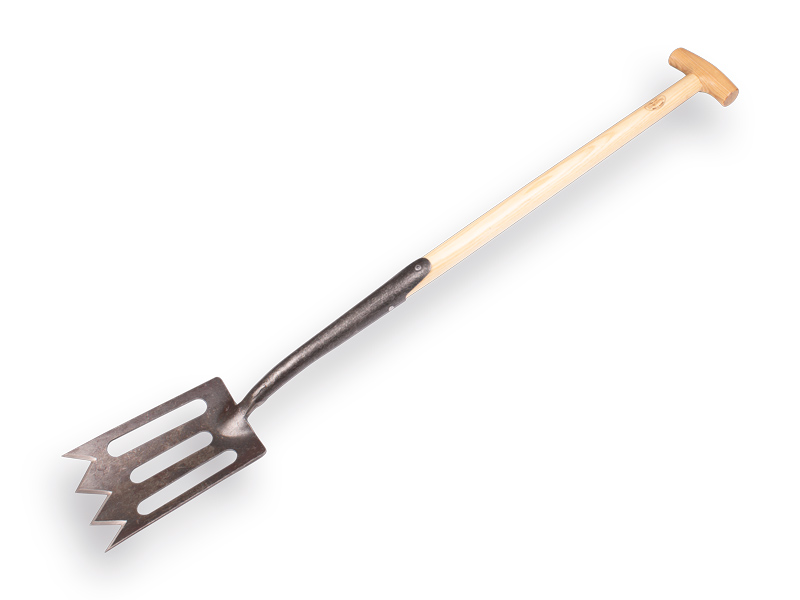 [810225] Bêche spork DE WIT forgée avec col de cygne et manche de bêche en T en bois de frêne 75 cm