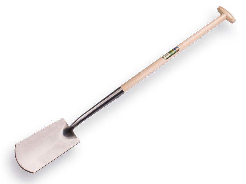 Gooseneck spade ATLAS DIAMANT polished, with ATLAS T-handle 80 cm and through-mount T-grip