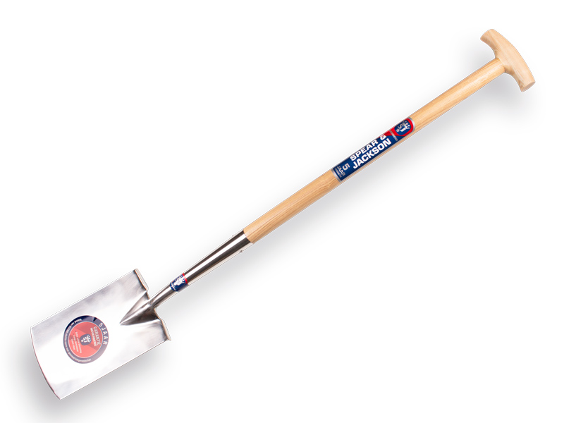 Spaten SPEAR & JACKSON 1160 EK Edelstahl, mit Tritt und Eschenholz T-Stielen