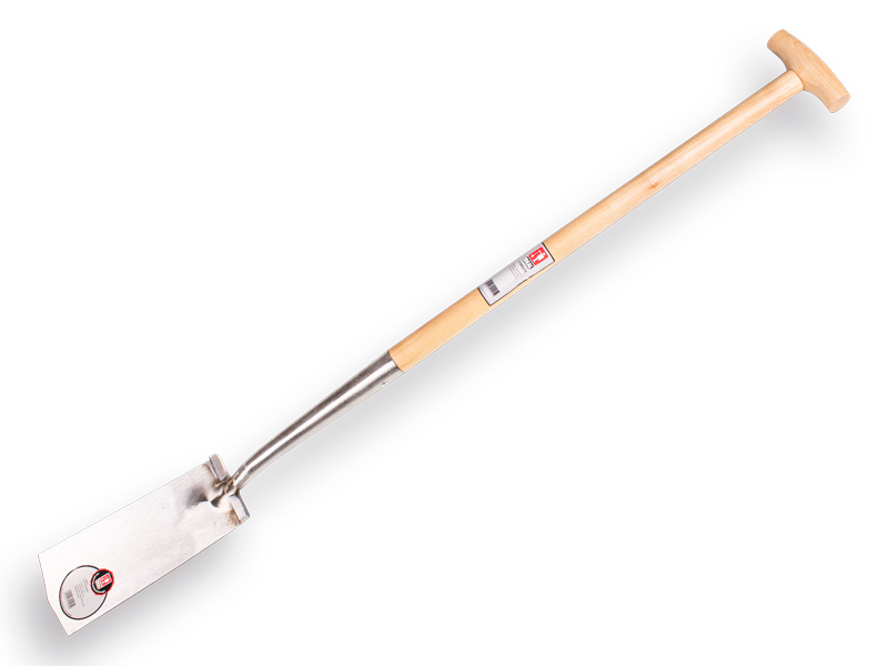 [811019] Bêche étroite IDEAL Ecco 1108 poli, avec marchepied et manche de bêche en T en bois de frêne 80 cm