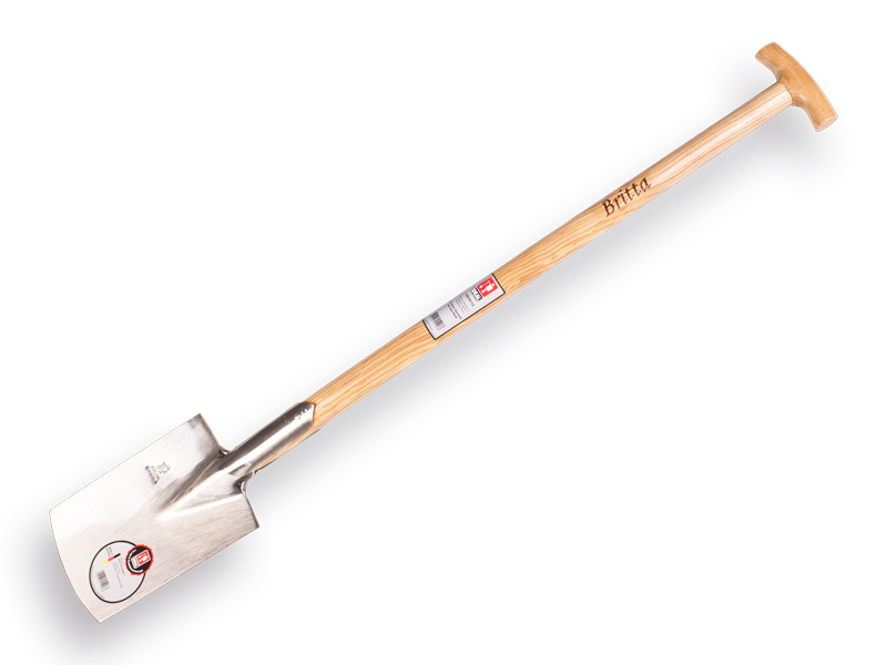 IDEAL-Spaten BRITTA 1501 Leichte Profipaten mit kleinerem Blatt. 17 x 35 cm. Poliert und Eschen T-Stiel 85 cm