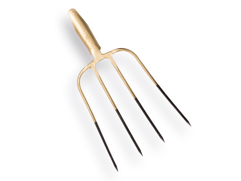 Fourche à fumier OFFNER 4 dents bronze avec douille de manche, sans manche