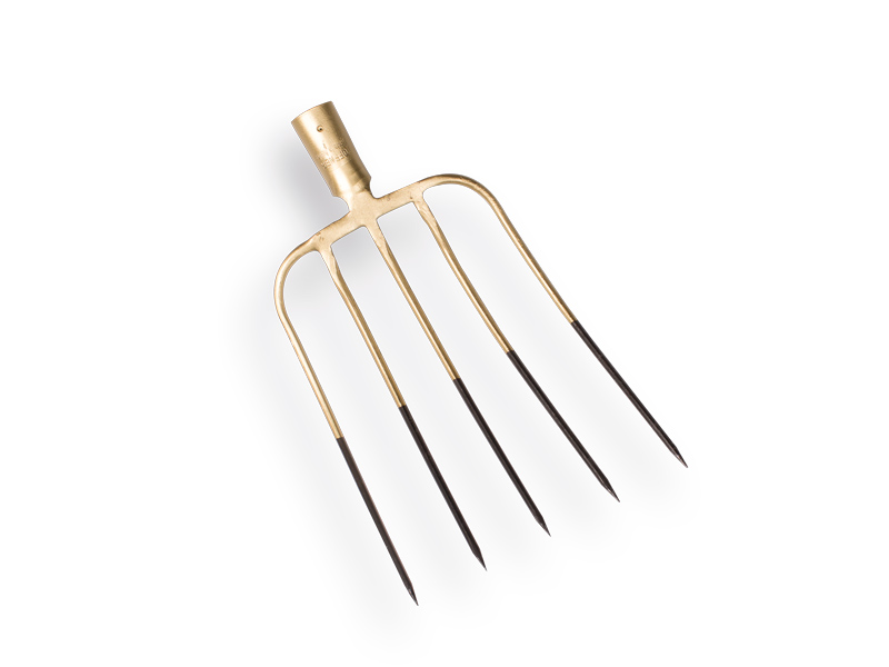 Manure fork OFFNER 5 tines bronze with socket, without handle