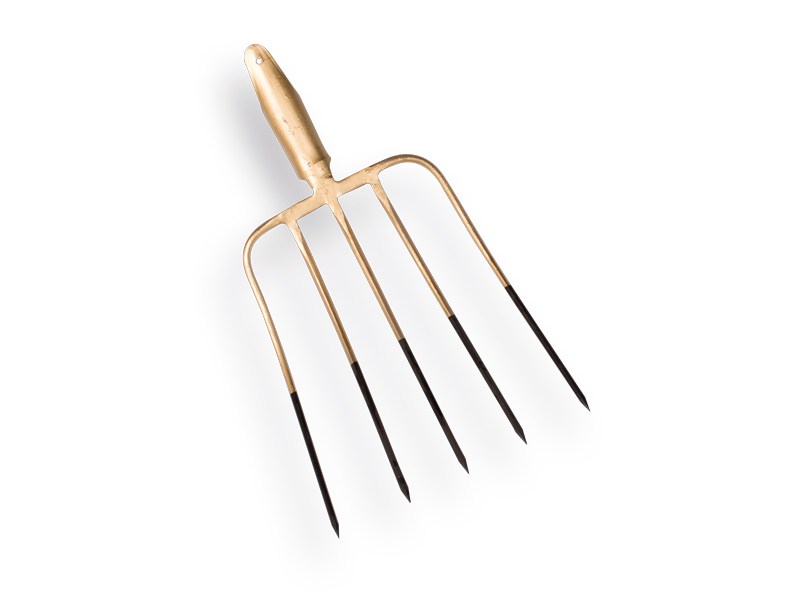 Manure fork OFFNER 5 tines bronze with lip socket, without handle