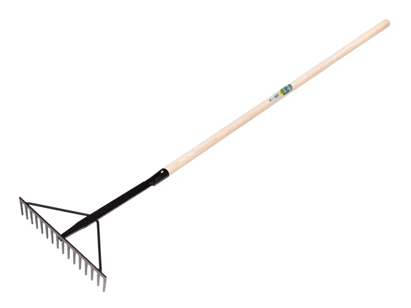 [818260] Victoria reinforced black asphalt rake, 16-tine with 50 cm socket and 130 cm Atlas handle