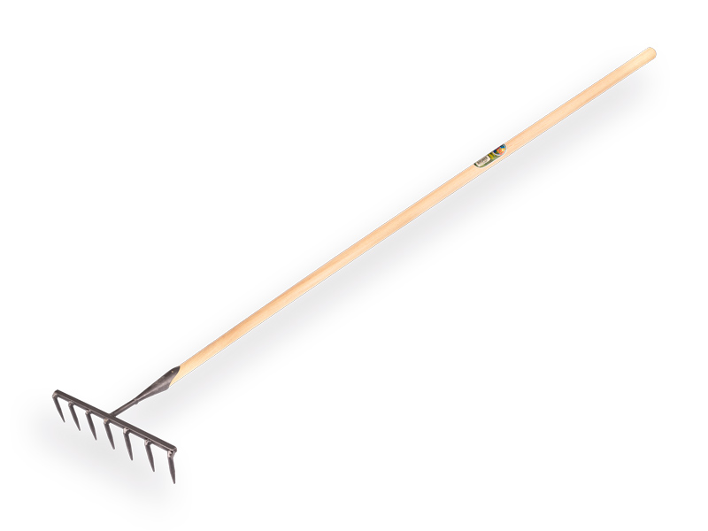 Seed rake DE WIT forged with 7 round tines and ATLAS handle 160 x 3.2 cm