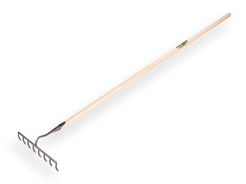 Baurechen DE WIT geschmiedet mit 8 gebogenen Zinken und ATLAS Stiel 160 x 3,2 cm