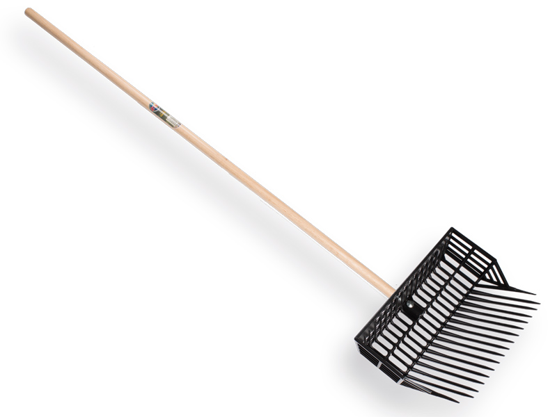 [827010] Fourche à fumier ATLAS en plastique, à dents fines avec panier et manche ATLAS 150 x 2,8 cm