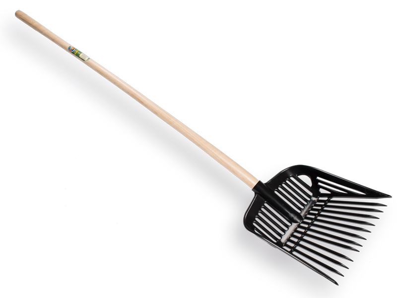 [827025] Manure fork ATLAS plastic black with ash wood shovel handle 130 cm bent
