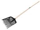 Fourche à fumier ATLAS en plastique noir avec manche de pelle en bois de frêne 130 cm courbé
