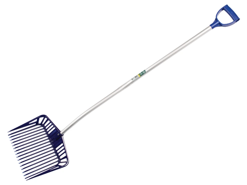 Fourche-râteau (à débris) ATLAS en plastique, 18 dents 33 cm, manche aluminium courbé et poignée en D