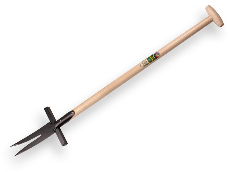[827060] Extracteur d’oseille - coupe chardon ATLAS 2 dents avec manche de bêche en T ATLAS 95 cm droit, FSC 100%