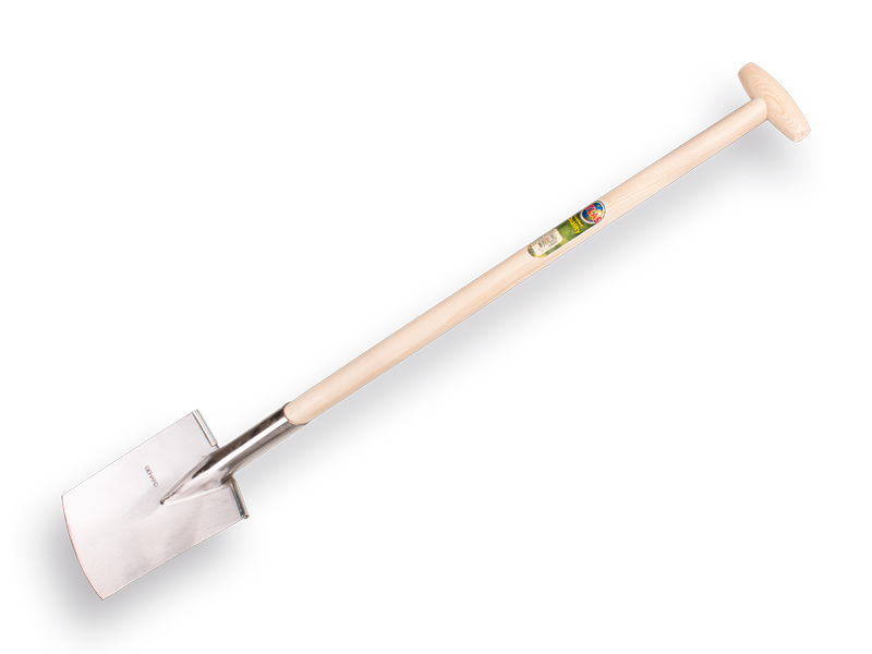 [828600] Garden spade ATLAS DIAMANT polished, round treads, with ATLAS T-handle 85 cm