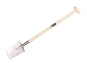 Garden spade Jimmy polished, round treads, with ash wood handle 85 cm, FSC 100%