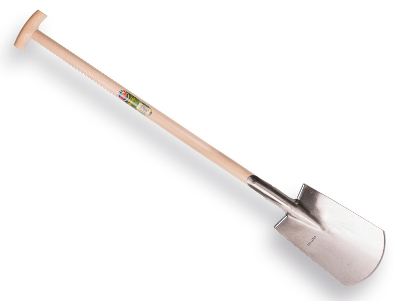 [828700] Spaten ATLAS DIAMANT poliert, runder Tritt, mit ATLAS T-Stiel 95 cm, FSC 100%