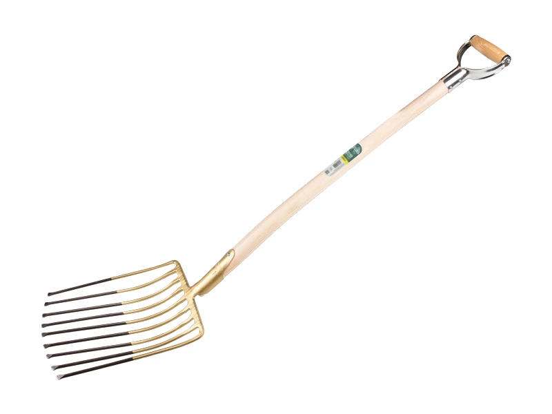 [840920] Rubble fork OFFNER 9 teeth 26.5 cm with lip socket and ATLAS metal D-handle 95 cm
