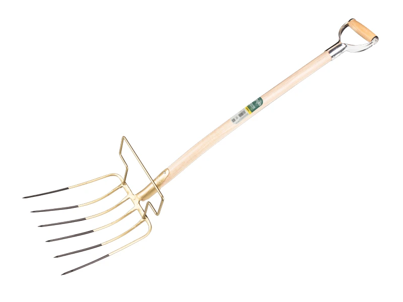 Fourche à feuilles OFFNER 6 dents avec étrier et ATLAS manche à poignée en D métallique 95 cm, FSC 100%
