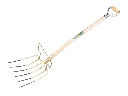 Fourche à feuilles OFFNER 6 dents avec étrier et ATLAS manche à poignée en D métallique 95 cm, FSC 100%