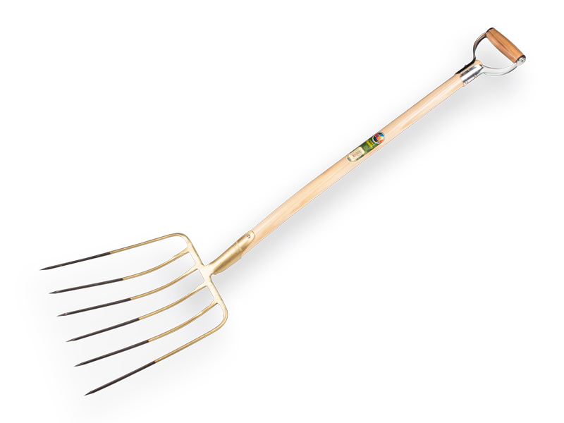 Silage fork OFFNER 6 tines 34 cm with lip socket and ATLAS metal D-handle 95 cm