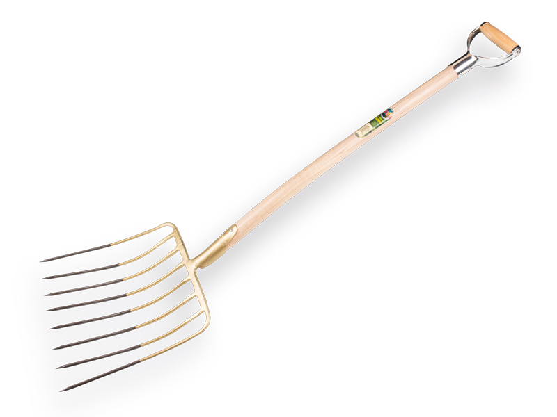 Fourche à maïs OFFNER 8 dents 36 cm avec douille de manche et ATLAS manche à poignée en D métallique 95 cm