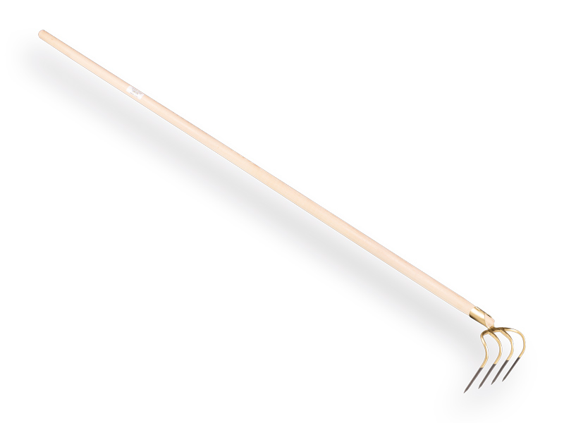Manure hook OFFNER 4-tine, long tines 21 cm, with socket and tapered ATLAS handle 180 cm, FSC 100%