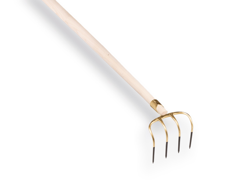 Manure fork OFFNER 4 tines, long tines 21 cm, with socket and straight ATLAS handle 250 cm