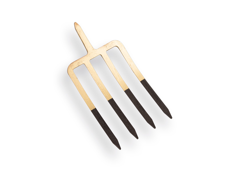 Fourche bêche OFFNER 4 dents bronze, 25 cm avec goupille