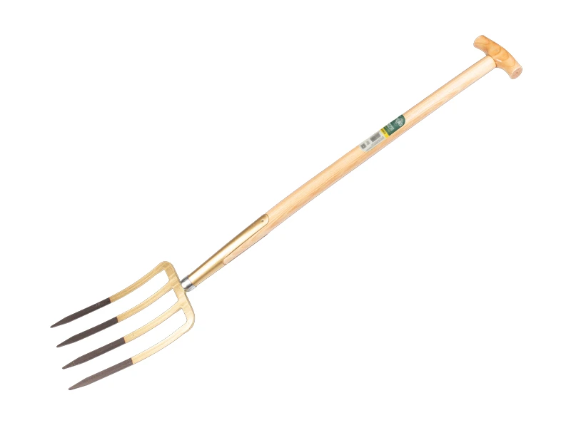 [862120] Fourche bêche OFFNER 4 dents bronze, avec douille et manche de bêche en T ATLAS 90 cm