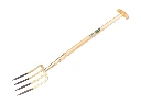 Fourche bêche OFFNER 4 dents bronze, avec douille et manche de bêche en T ATLAS 90 cm